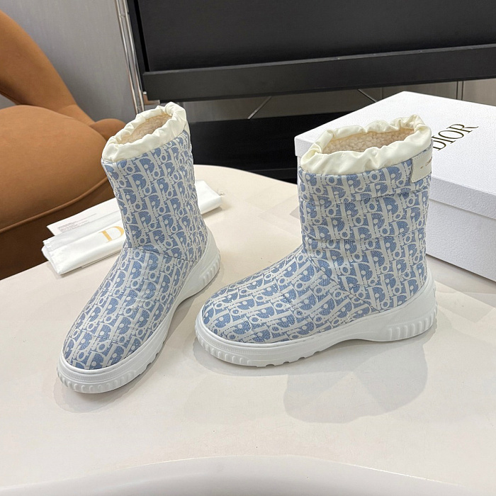 Monogram Pattern Print Fleece Lined Winter Snow Boots