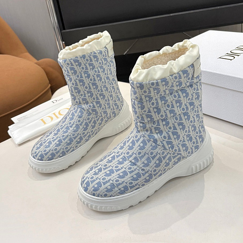 Monogram Pattern Print Fleece Lined Winter Snow Boots