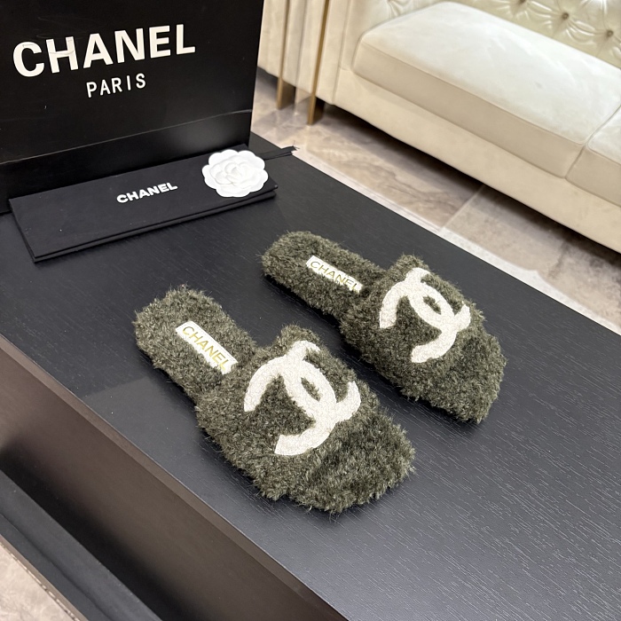 Fuzzy Shearling Flat Slides