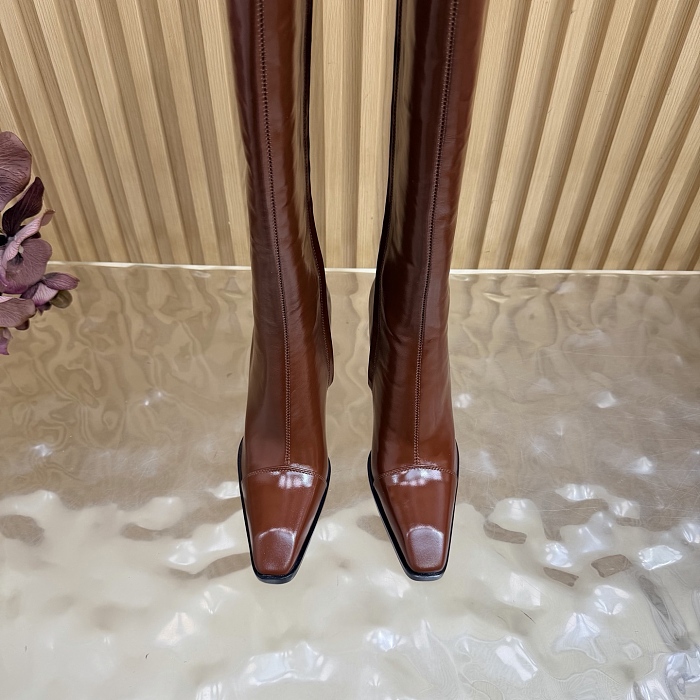 Pointed Toe High Heel Knee High Boots With Side Zipper