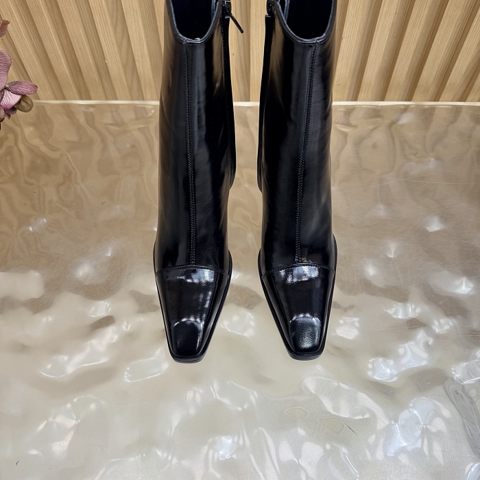 Patent Leather Pointed Toe High Heel Ankle Boots
