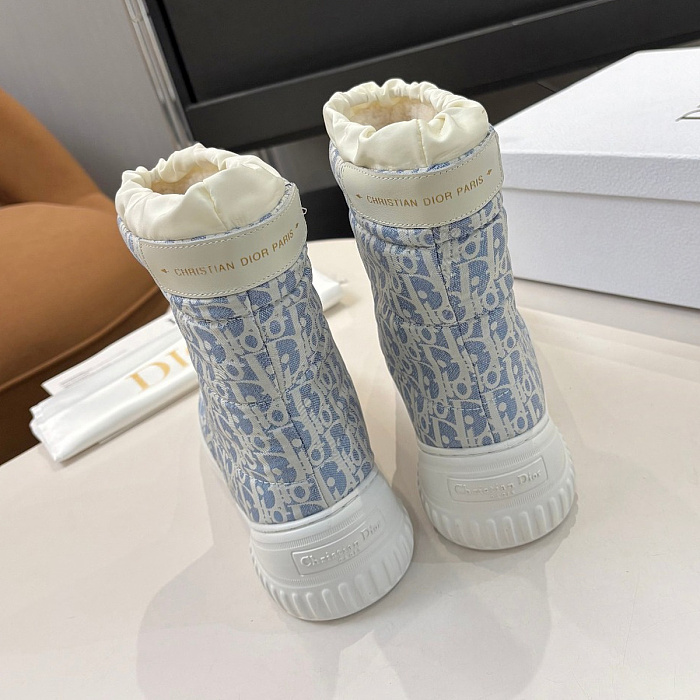 Monogram Pattern Print Fleece Lined Winter Snow Boots
