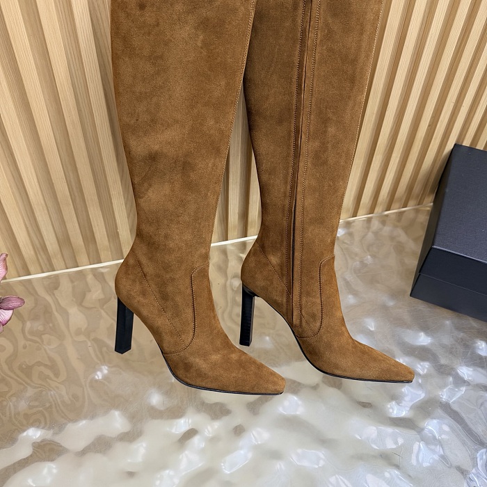 Pointed Toe Suede High Heel Knee High Boots