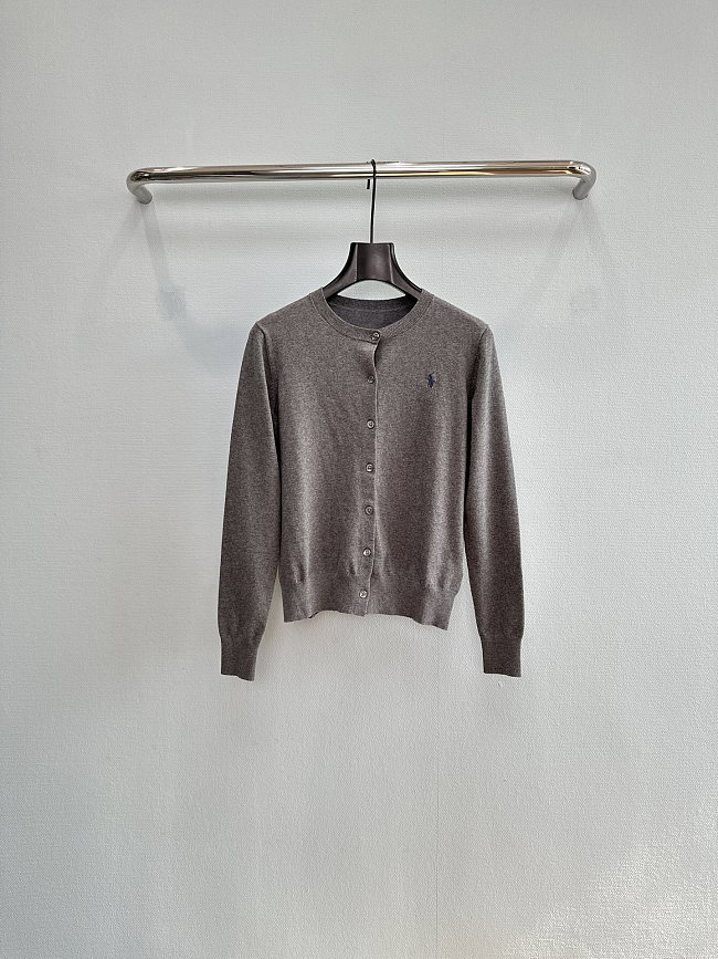 Classic Icon Detail Ribbed Pima Cotton Knit Cardigan