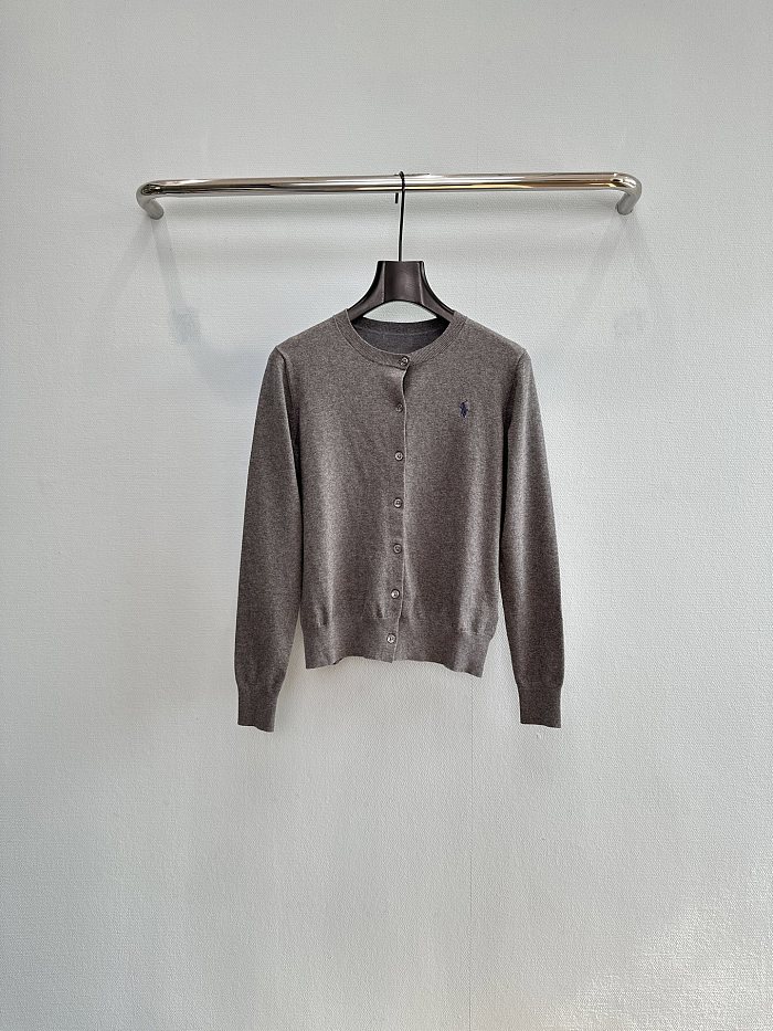 Classic Icon Detail Ribbed Pima Cotton Knit Cardigan