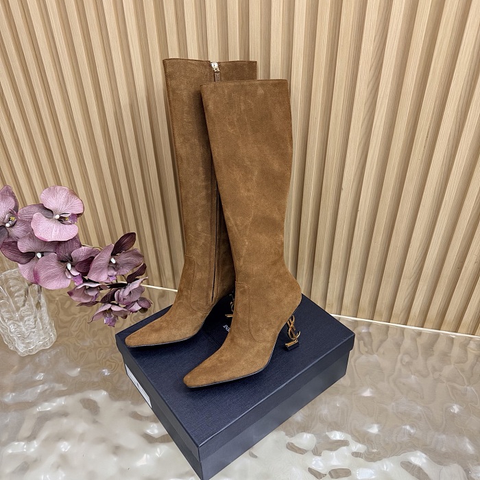 Suede Pointed Toe Stiletto High Heel Knee High Boots