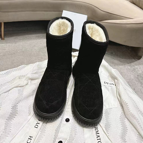 Black Suede Faux Fur Lined Winter Boots