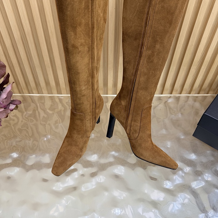 Pointed Toe Suede High Heel Knee High Boots