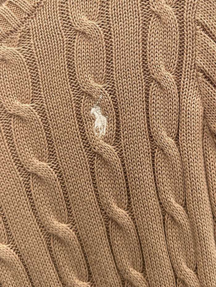 Preppy Cable Knit Crewneck Pure Cotton Pullover Sweater
