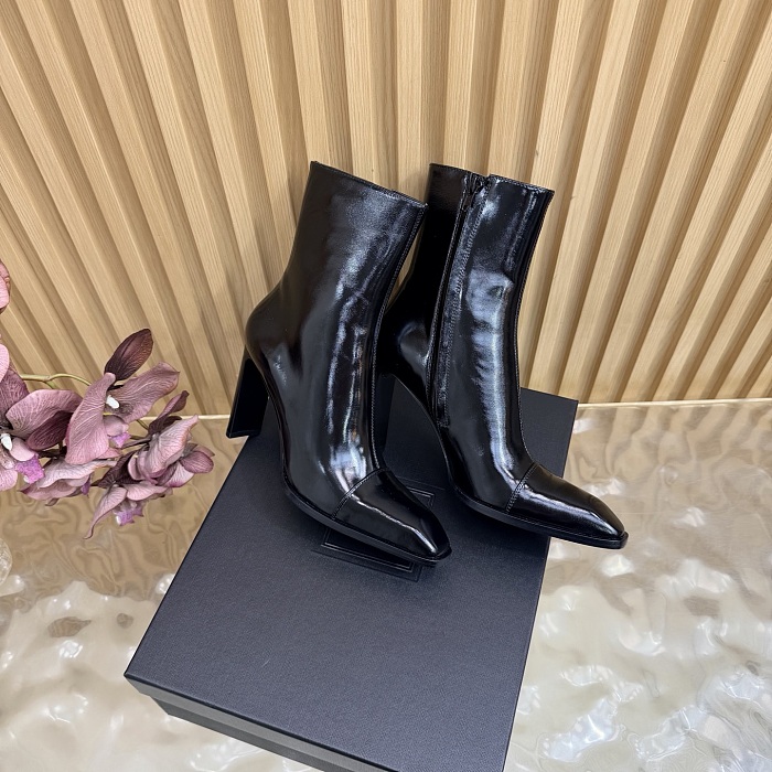 Patent Leather Pointed Toe High Heel Ankle Boots