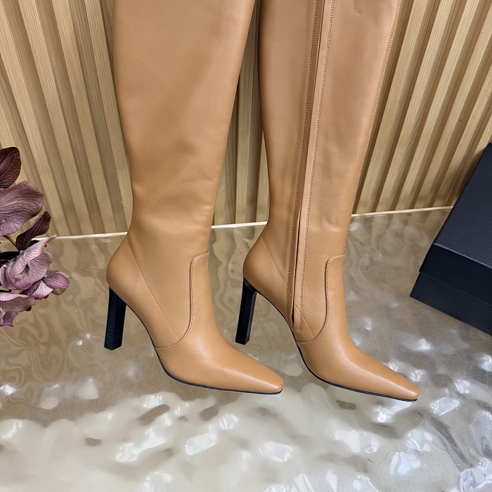 Solid Color Pointed Toe Stiletto Heeled Boots