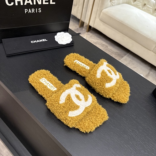 Fuzzy Shearling Open Toe Flat Slippers