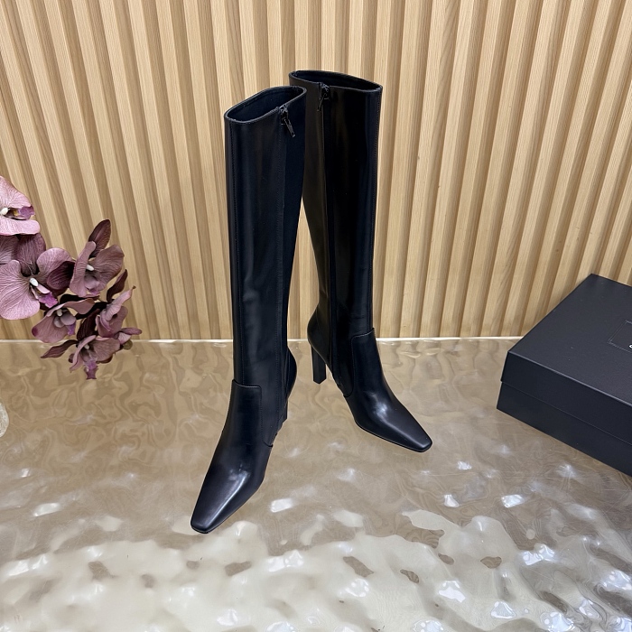 Black Pointed Toe High Heel Knee High Boots