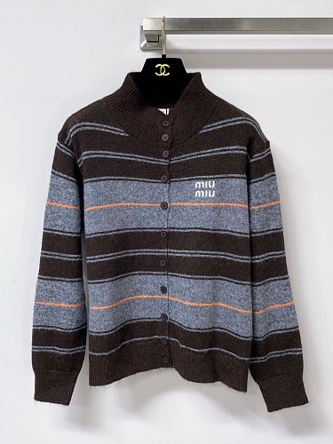 Ribbed Knit Icon Detail Slim Fit Two Tone Cardigan