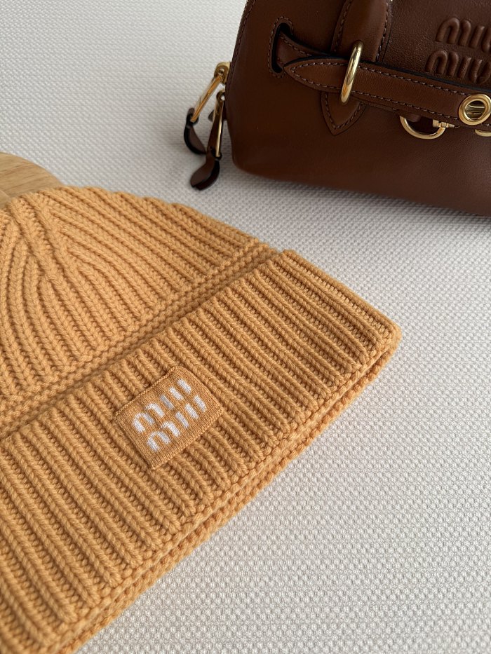 Ribbed Knit Cashmere Roll Back Beanie Hat