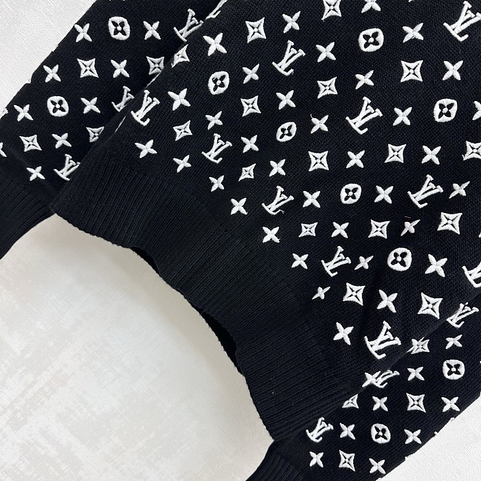 All-Over Embroidered Monogram Crew Neck Soft Knit Sweater
