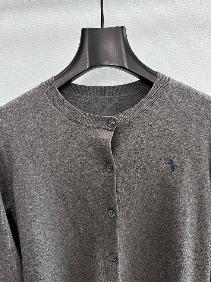 Classic Icon Detail Ribbed Pima Cotton Knit Cardigan