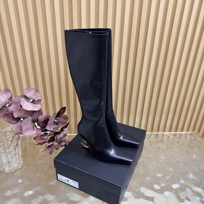 Pointed Toe Stiletto High Heel Knee High Boots With Side Zip