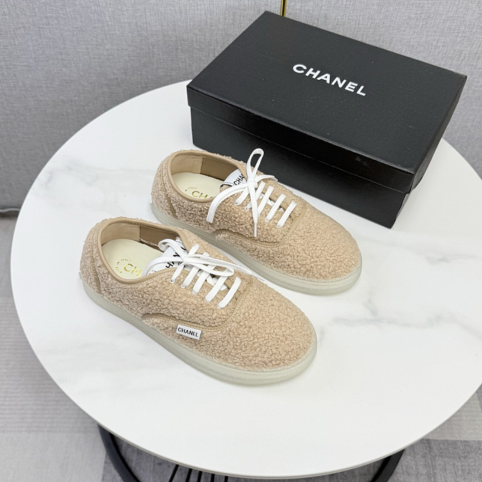 Fuzzy Sherpa Lace Up Casual Sneakers With Transparent TPU Sole
