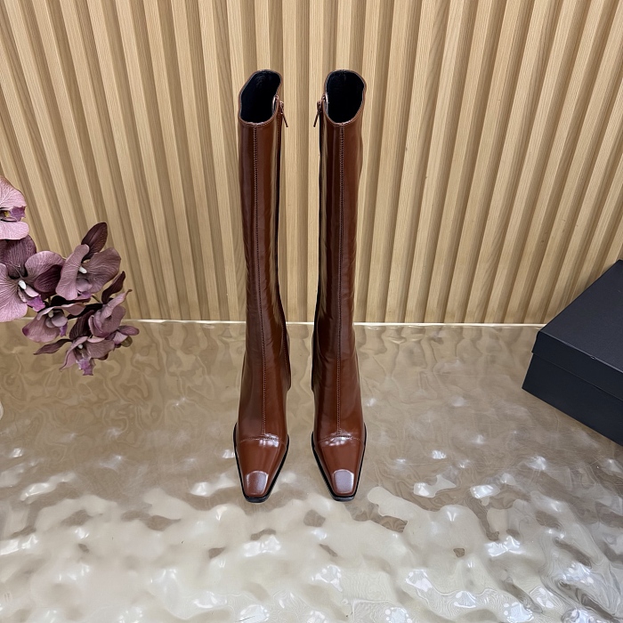 Pointed Toe High Heel Knee High Boots With Side Zipper