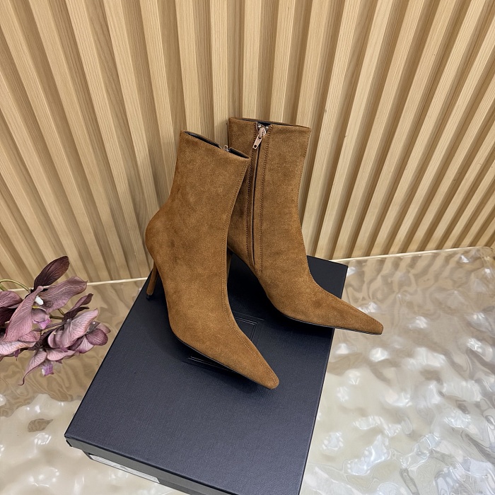 Pointed Toe Suede Stiletto Heeled Ankle Boots