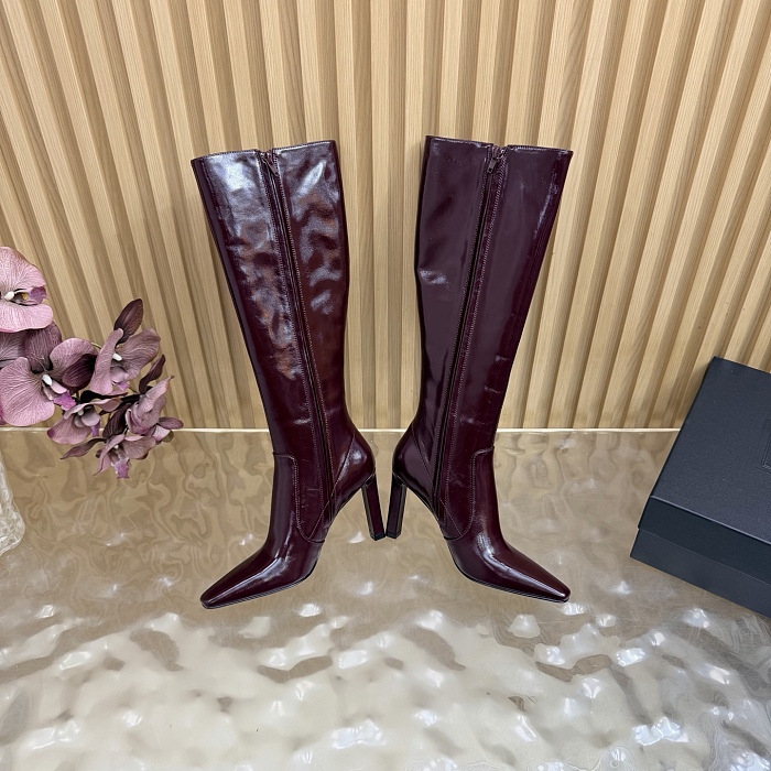 Burgundy Pointed Toe High Heel Boots