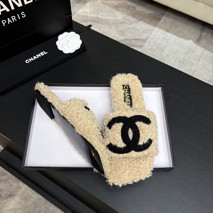 Fuzzy Faux Fur Open Toe Flat Slides