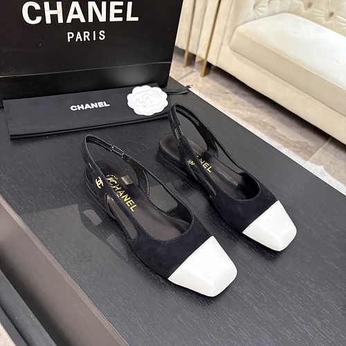 Black Suede Square Toe Slingback Pumps With White Cap Toe