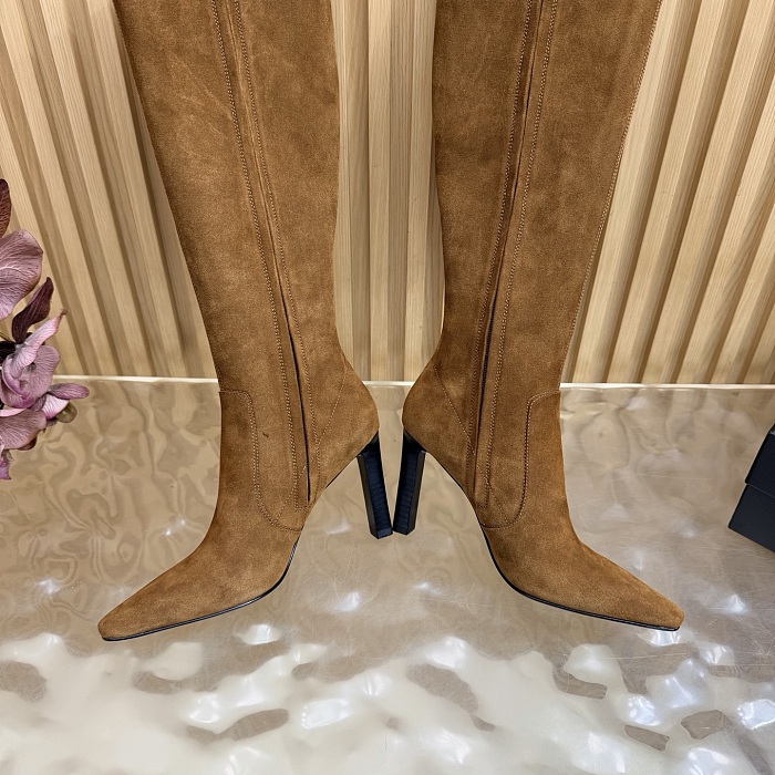 Pointed Toe Suede High Heel Knee High Boots