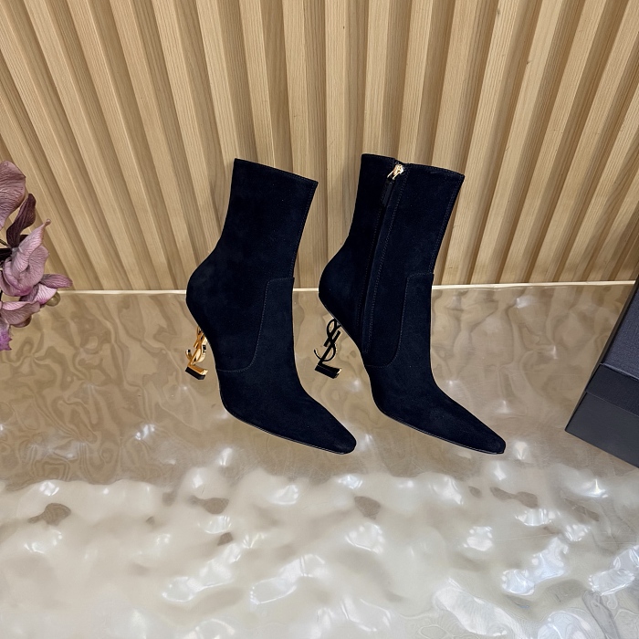 Black Suede Pointed Toe Stiletto High Heel Ankle Boots