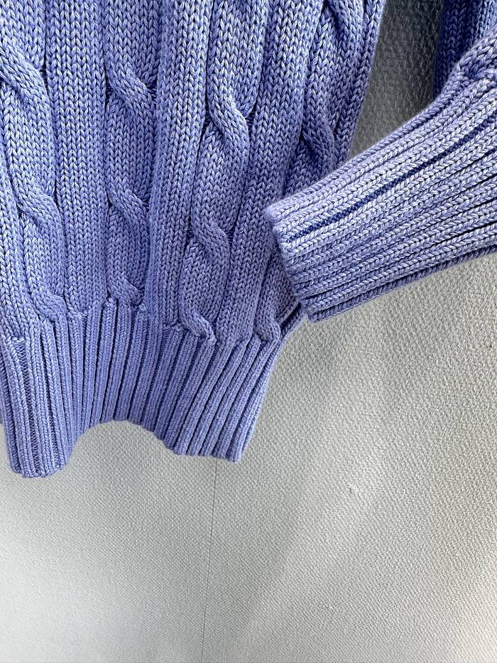 Preppy Cable Knit Crew Neck Pure Cotton Sweater