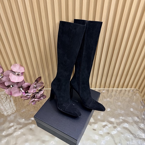 Black Suede Pointed Toe High Heel Boots