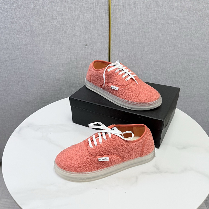 Pink Teddy Fleece Lace-Up Low-Top Sneakers