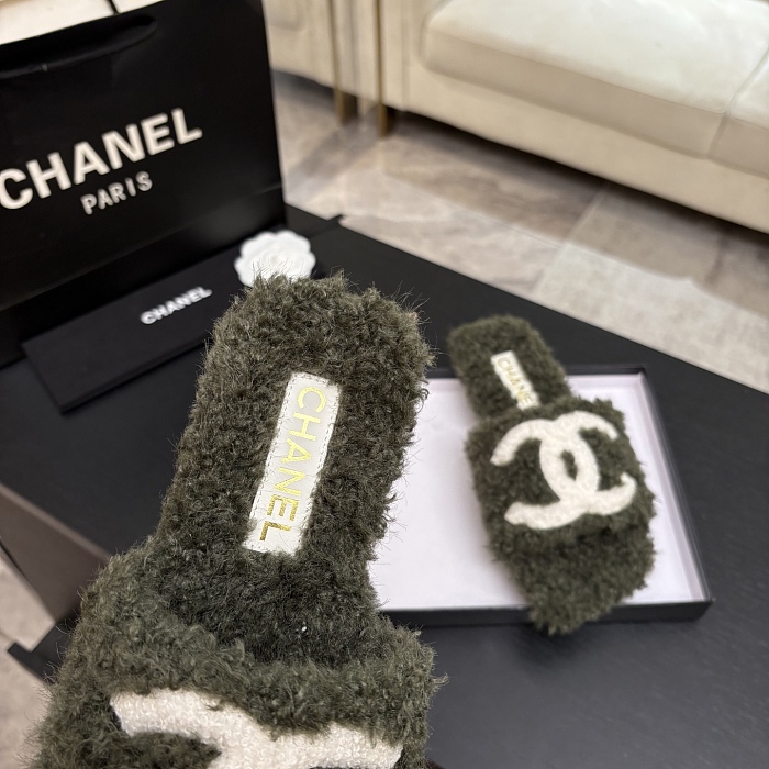 Fuzzy Shearling Flat Slides