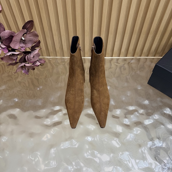 Pointed Toe Suede Ankle Boots With Side Zip