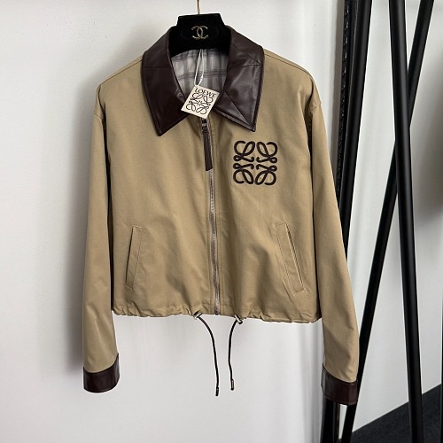 Contrast Faux Leather Trim Zip Up Trench Coat With Drawstring Waist