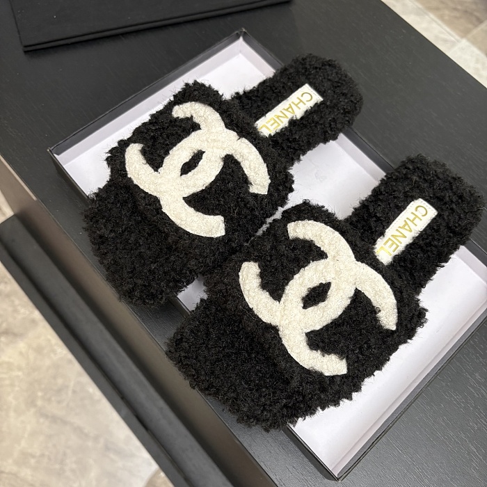 Fuzzy Shearling Flat Slides