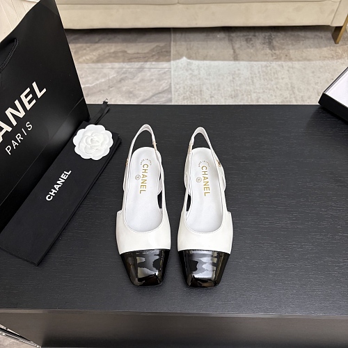 Two Tone Patent Cap Toe Slingback Pumps