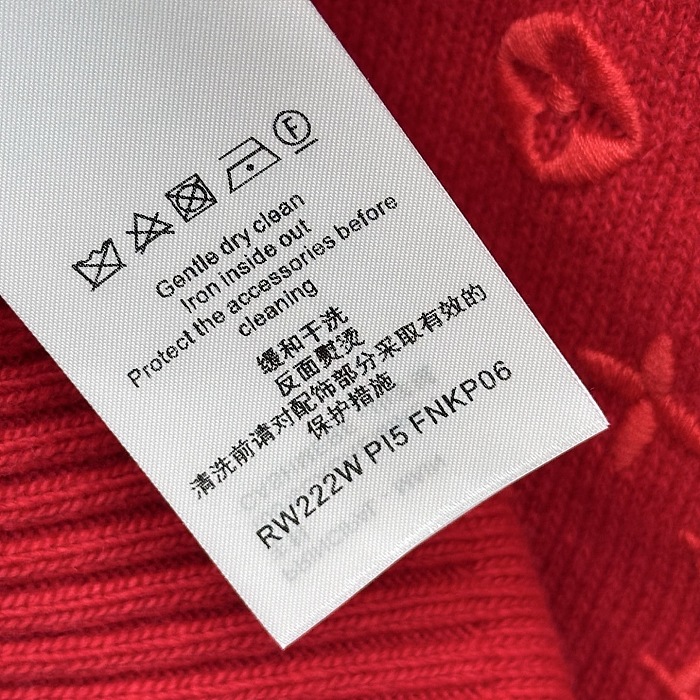 All-Over Embroidered Monogram High Neck Ribbed Knit Pullover Sweater