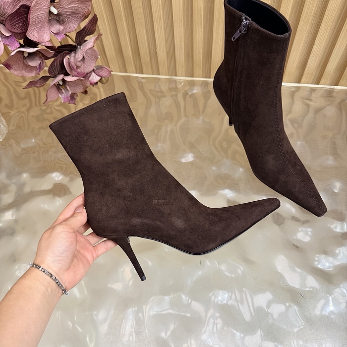 Pointed Toe Stiletto High Heel Suede Ankle Boots
