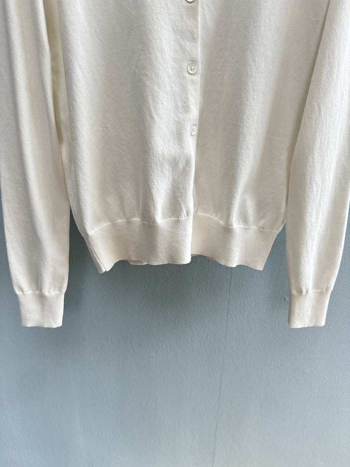 Classic Embroidered Icon Lightweight Pima Cotton Knit Cardigan