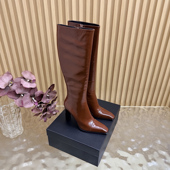Pointed Toe High Heel Knee High Boots With Side Zipper