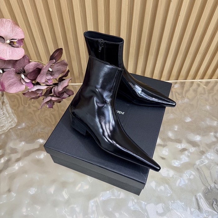 Pointed Toe Side Zip High Heel Ankle Boots