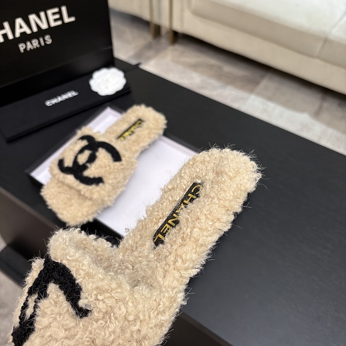 Fuzzy Faux Fur Open Toe Flat Slides