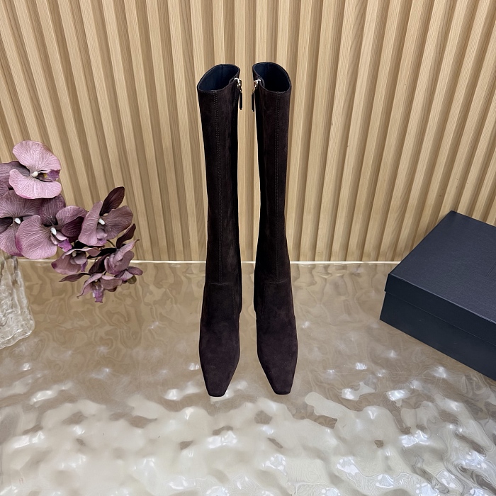 Pointed Toe Suede High Heel Boots