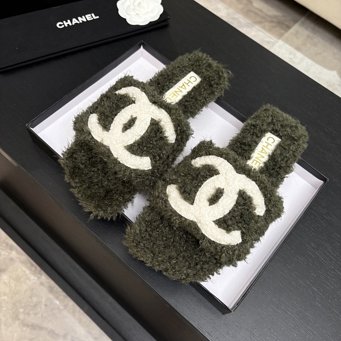 Fuzzy Shearling Flat Slides