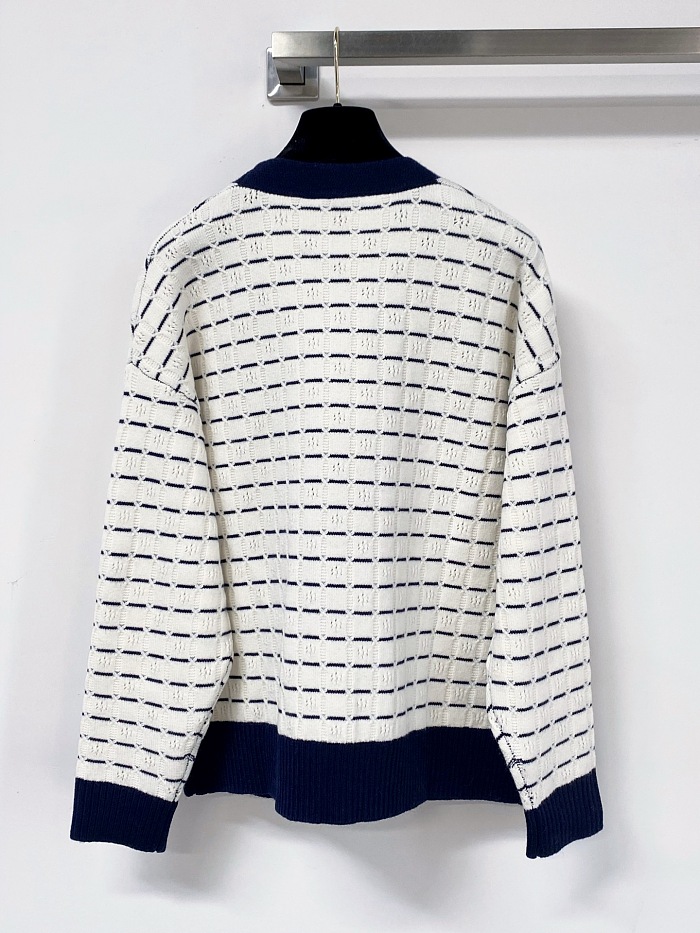 Contrast Trim Breathable Knit Cardigan With Graphic Icon Detail