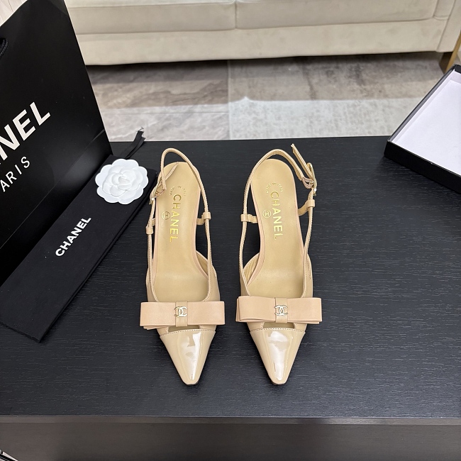 Chic Pointed Toe Bow Decorated Slingback Pumps With Stiletto Heels