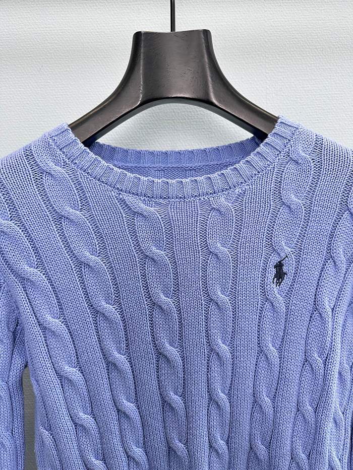 Preppy Cable Knit Crew Neck Pure Cotton Sweater