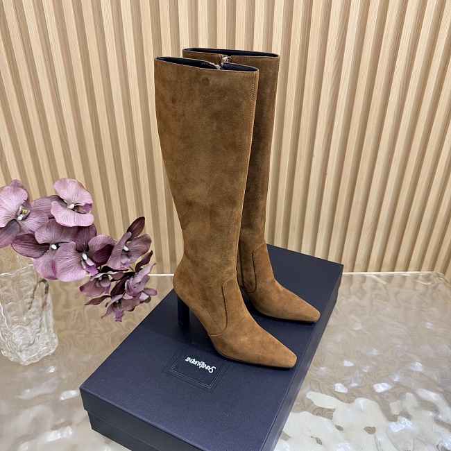 Pointed Toe Suede High Heel Knee High Boots